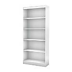 an empty white book shelf against a white background