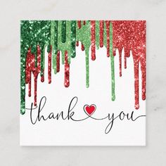 thank card with red and green paint drips