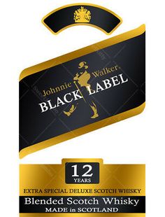 black label with gold trim and white background