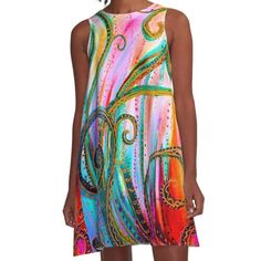 Loose-fit, mid-length sleeveless dress with silky handfeel. Printed on both sides. Machine washable. Size range XS-2XL. A riot of colours under water, algae swaying in the sea to the rhythm of the waves. Elegant Multicolor A-line Sleeveless Dress, Multicolor Print Sleeveless Midi Sundress, Sleeveless Multicolor Sundress Midi Dress, Bohemian Multicolor A-line Sleeveless Dress, Flowy Sleeveless Dress In Multicolor Print, Flowy Multicolor Print Sleeveless Dress, Flowy Multicolor Sleeveless Dress, Sundress With Abstract Print And Sleeveless Design, Sleeveless Sundress With Abstract Print