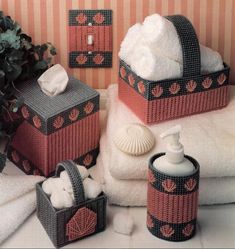 towels and soaps are arranged on the table