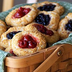 small pastries in a basket on a table