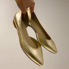 Beautiful Shoes In A Gentle Golden Color. Soft Leather. Pointed Toe. New, No Box. 100% Authentic. Size Us6/Eu36 Gold Slip-on Ballet Flats For Party, Gold Pointed Toe Flats For Party, Gold Pointed Toe Flats For Evening, Gold Leather Round Toe Shoes For Formal Occasions, Gold Leather Shoes With Almond Toe For Formal Occasions, Gold Leather Shoes With Round Toe For Formal Occasions, Gold Almond Toe Leather Shoes For Formal Occasions, Gold Leather Shoes With Almond Toe And Leather Sole, Gold Leather Shoes With Almond Toe