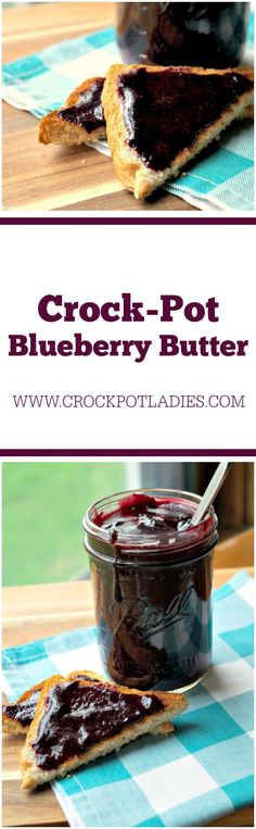 crock pot blueberry butter on a cutting board