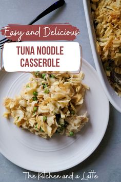 Tuna noodle casserole on a serving plate sitting next to the casserole dish ready to eat. Family Dinner Recipes Kids, Classic Tuna Noodle Casserole, Crispy Potato Chips, Great Dinner Recipes, Tuna Noodle Casserole, Cream Of Celery, Tuna Noodle, Tuna Casserole