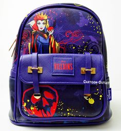 Disney Leather Backpack For Disney Trips, Disney Leather Backpack For School, Disney Leather School Backpack, Disney Halloween Backpack For Disney Trips, Disney Leather School Bags, Disney Evil Queen, Small Backpack Purse, Disney Purse, Purse Backpack