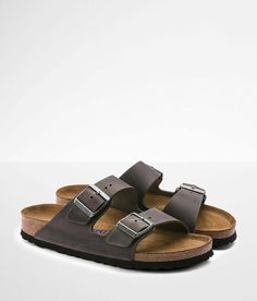 Birkenstock® Arizona Oiled Leather Sandal - Grey US 13, Men's Iron Distressed leather strappy sandal Regular fit Soft suede lined anatomically shaped foam cushioned cork footbed for all day comfort Pronounced arch support EVA sole for cushioning and shock absorption. Due to the nature of leather/suede, small variances of color in the skin may occur, this is in no way considered a defect. These are inherent characteristics of leather/suede and will enhance the individual look of your garment.. Le Leather Slides With Buckle Closure, Classic Leather Slides For Outdoor, Outdoor Leather Slides With Cork-bed Midsoles, Birkenstock Sandals Men, Birkenstock Sandal, Clothing Aesthetic, Mens Leather Sandals, Birkenstock Sandals, Birkenstock Arizona