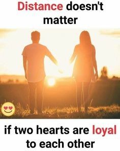 two people holding hands with the sun setting behind them and text that reads distance doesn't matter matter