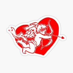 an angel with a bow and arrow in the shape of a heart on a white background sticker