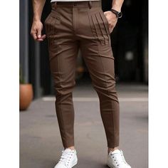 Season:Spring   Fall; Fabric:Cotton Blend; Gender:Men's; Style:Fashion,Streetwear; Elasticity:Micro-elastic; Occasion:Daily,Going out,Outdoor; Fit Type:Regular Fit; Function:Soft,Comfort; Waistline:Mid Waist; Pattern:Plain; Design:Pocket,Elastic Waist,Pleats; Pants Type:Chinos,Trousers,Casual Pants,Chino Pants; Fly Type:Zipper,Button; Front page:FF; Listing Date:10/17/2024; Pants Length:Full Length Pleats Pants, Going Out Fashion, Pants Pocket, Trousers Casual, Fall Fabric, Chino Trousers, Pants Casual, Chino Pants, Plain Design