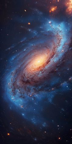 an image of a spiral galaxy with stars in the sky, taken from space looking down on it