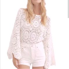 Nwt Free People Boho Crochet Bell Sleeve Ivory Bodysuit 100% Cotton Ivory Ladies Size Large See Measurements In Pics Snap Bottom With Mesh Bottom Tie Back Keyhole Closure Semi Sheer Hand Wash Cold So Cute White Feminine Crochet Top For Brunch, Fitted Feminine White Crochet Top, White Fitted Crochet Top Feminine Style, White Crochet Lace Top For Brunch, Chic White Long Sleeve Crochet Top, Elegant White Crochet Top For Brunch, Chic White Crochet Lace Top, White Crochet Top For Brunch, White Crochet Lace Blouse For Brunch