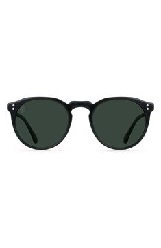 Rounded, retro-inspired frames define these ultralightweight sunglasses fitted with polarized Carl Zeiss lenses for true color clarity. 52mm lens width; 20mm bridge width; 145mm temple length 100% UV protection CR-39 lenses Acetate Imported Retro Inspired, Black Green, True Colors, Uv Protection, Round Sunglasses, Temple, Lenses, Bridge, Nordstrom