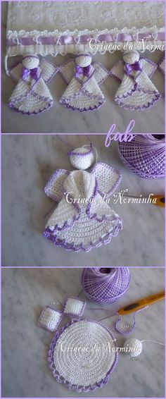 crochet baby bonnets and booties are shown