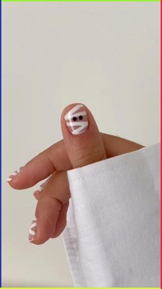 #summer #nails #summernails #summery #aesthetic #beach #teen #trendynails #springnails #springtrendynails #summertrendynails #fashion Short Mummy Nails, Nails October Halloween, Diy Ghost Nail Art, Simplistic Halloween Nails, Fall Nails 2023 Halloween, Ghost And Mummy Nails, Easy Simple Halloween Nails, Halloween Nails Natural Nail, Halloween Kid Nails