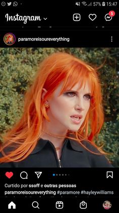 Hailey Williams Hair Orange, Hayley Williams Hair Orange, Hailey Williams Hair, Hayley Williams Orange Hair, Hayley Williams Makeup, Hayley Williams Hair, Hailey Williams, Avengers Fanfic, Pink And Orange Hair