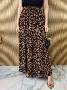 Lasaky - Leopard Print Casual Loose Fit Midi Skirt Fitted Midi Skirt, Umbrella Skirt, Leopard Print Skirt, Lace Bodycon Dress, Denim Midi Skirt, Straight Skirt, Chic Sundress, Print Skirt, Casual Skirt