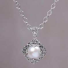 Cultured Mabe Pearl Balinese Silver Pendant Necklace, 'Glowing Duchess' Libra Life, Light Fury, Spiral Pendant, Mabe Pearl, Cultured Pearl Necklace, Classy Jewelry, Oxidised Jewellery, Pearl Pendant Necklace, 925 Silver Jewelry