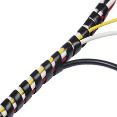 two wires connected to each other with yellow and black wires in the middle one wire has white, red, and black ends