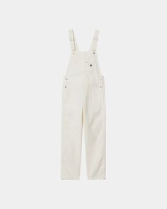 Color: Wax (rinsed) - The Women's Bib Overall Straight is made of midweight cotton canvas. The item comes in a rinsed version for a softer feel without compromising on durability, and an aged canvas iteration, which offers a lightly worn-in finish. A work-inspired style, the item also features metal rivets, multiple pockets throughout, and adjustable straps. A woven Square Label appears on the chest pocket. _* Hubbard canvas: 100% cotton, Fits true to size, Adjustable straps, Chest, side, and ba Carhartt Bibs, White Overalls, Bib Overalls, Overalls Women, Carhartt Wip, Pocket Square, Suspenders, Overalls, Wax