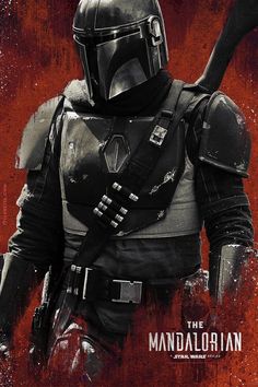 the poster for the star wars movie is shown in black and red colors, with an image of boba fett