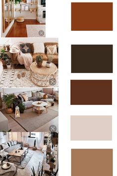 the living room is decorated in neutrals and browns, while the dining area has an open floor plan