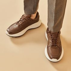 Hit the streets in these BeauToday men's platform leather sneakers. A premium leather upper is comfortable and soft, offering long-term durability. Built with a memory foam insole for extra cushioning and reduced fatigue. An optimized outsole is both soft and lightweight, delivering superior anti-skip and wear-resistant performance. Upper Material: Genuine Leather Lining Material: Genuine Leather Outsole Material: EPR Insole Material: Genuine Leather Heel height: 6.5 cm Gents Shoes, Gentleman Shoes, Best Shoes For Men, Men Sneakers, Brown Sneakers, Platform Sneakers, Shoes Men, Galaxy Wallpaper, Tennis Shoes