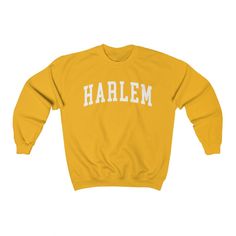 Harlem NY unisex heavy blend crewneck sweatshirt is pure comfort and a trendy fashion statement! Ribbed knit collar retains its shape even after washing. Soft cotton +polyester  blend makes graphic designs look fresh & beautiful. There are no itchy side seams on these sweaters🤗. Sweatshirts, crewnecks and hoodies are a fantastic gift for him or her! Unisex design makes this a perfect gift for for any occasion. Birthday gifts for Aunties and Uncles done! Crewnecks are must for any season travel Texas University, Comic Costume, House Funny, Wooly Hats, Cowgirl Shirts, Color Run, How To Wear Scarves, Crimson Tide, Alabama Crimson Tide