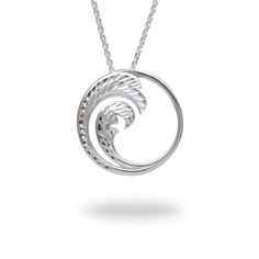 The Nalu (Ocean Wave) Collection captures the essence of Hawaiian waves, created so that their beauty, power and grace are everlasting. Necklace Sterling Silver 24mm Shop Chains Now 18" Chain Chemical Bond, Wave Jewelry, Hawaii Jewelry, Silver Diamond Necklace, Wave Necklace, Gym Leaders, Hawaiian Jewelry, Ocean Jewelry, Necklace Diamond