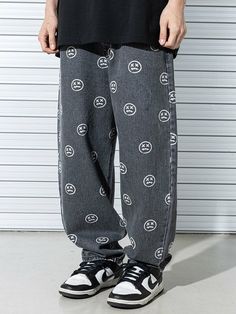 Editor's NotesThese denim pants feature wide fit, smile pattern. It can be styled in various ways. - Wide fit- Smile patternMeasurements(in.)S / M / L- Length: 38.58 in. / 38.98 in. / 39.37 in.- Waist: 16.14 in. / 16.93 in. / 17.72 in.- Hip: 20.08 in. / 20.87 in. / 21.65 in.- Thigh: 13.39 in. / 14.17 in. / 14.96 in.- Rise: 14.57 in. / 14.96 in. / 15.35 in.- Hem: 7.87 in. / 8.27 in. / 8.66 in.*Model Info: 6’ 1’’ / 143.3 lbs / Fitting Size LComposition & Care- 100% Cotton- Please check th Baggy Black Jeans With Graphic Print, Black Baggy Jeans With Graphic Print, Casual Gray Bottoms With Graphic Print, Wide Leg Pants With Graphic Print In Relaxed Fit, Relaxed Fit Wide Leg Jeans With Graphic Print, Wide Leg Jeans With Graphic Print And Relaxed Fit, Black Wide Leg Bottoms With Graphic Print, Wide Leg Jeans With Graphic Print In Relaxed Fit, Black Wide-leg Bottoms With Graphic Print