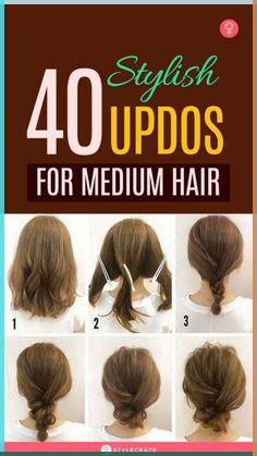 If you think there are limited hairdos for medium-length hair, think again. The extensive list of updos for medium hair in this article will leave you amazed. Updo Cabello Natural, Mohawk Updo, Easy Updos For Medium Hair, Diy Updo, Easy Updo, Easy Hair Updos, Up Dos For Medium Hair, Easy Updos, Updos For Medium Length Hair