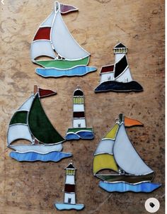 Stained Glass Sailboat, Stained Glass Easter, Stained Glass Cabinets, Stained Glass Kits, Broken Glass Crafts, Glass Boat, Stained Glass Patterns Free, Stained Glass Light, Stained Glass Birds