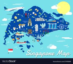 an illustrated map of singapore with all the attractions