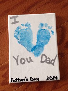 i love you dad's day handprint on canvas