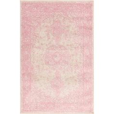 a pink and white rug on a white background