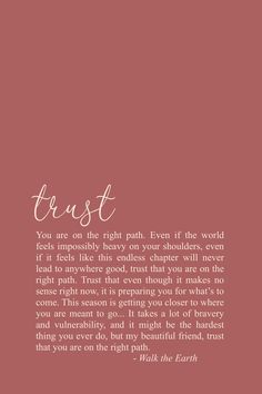 a pink background with the words trust on it