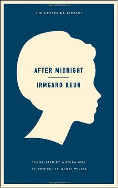 the book cover for after midnight by irm gard keun, with an illustration of a woman's head