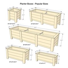 the plans for a planter box with two sides and three drawers on each side