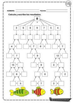 a worksheet with numbers and fish on it