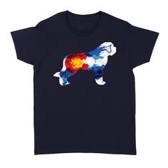 a t - shirt with an image of a dog painted on the front and back