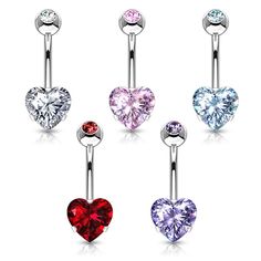 Heart CZ Prong Set 100% 316L Surgical Steel Belly Button Navel Rings Piercing Area: Navel, Belly Button Bar Size: 14GA (1.6 mm) Bar Length: 3/8" (10 mm) Material: 316L Surgical Steel Stone Material: CZ Sold by: 1 Piece Eyebrow Piercing Jewelry, Belly Piercings, Eyebrow Jewelry, Bellybutton Piercings, Belly Button Piercing Jewelry, Jewel Top, Belly Piercing Jewelry, Belly Bar, Cute Piercings