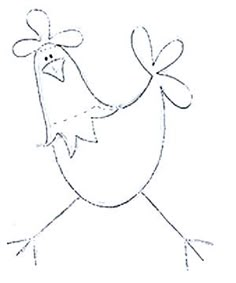 a drawing of a chicken on a white background