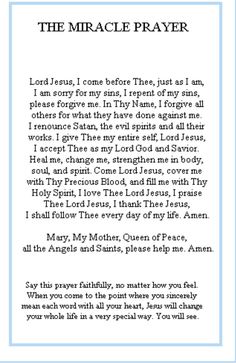 an open book page with the words,'the miracle prayer '