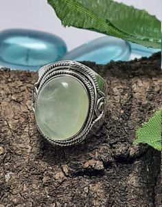 Prehnite Ring 925 Sterling Silver Ring silver ring Statement | Etsy Green Bohemian Opal Ring, Handmade Bohemian Opal Ring For Healing, Bohemian Handmade Opal Healing Ring, Bohemian Style Round Emerald Ring, Bohemian Round Emerald Ring, Bohemian Green Opal Ring, Bohemian Adjustable Emerald Ring, Bohemian Style Adjustable Oval Emerald Ring, Bohemian Silver Amethyst Ring