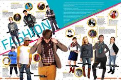 a man is standing in front of a poster with many different people around him and the words fashion on it