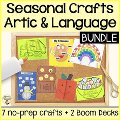 the seasonal crafts and language bundle includes several crafting activities for kids to do with each other