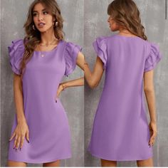 Ruffle Frill Layered Short Sleeve Tunic Dress Business Casual Cocktail. This Listing Is For The 1st Picture. Other Colors Are Listed Separately. Ships In 6-10 Days~All Purchases Shipped With A Special Gift 100% Polyester Size Tags Are In Letters Xs-(2) S-(4) M-(6) L-(8/10) Do You Love? Anthro Festival Preppy Casual Mumu Revolve Spell Reformation Puff Popular Swim Contemporary Layering Free People Cami Dress Top Events Lulu Vacation Beach Contemporary Anniversary Boat Weekend Pool Swim Night Out. Casual Party Dress With Butterfly Sleeves, Butterfly Sleeve Mini Dress With Ruffle Hem, Butterfly Sleeve Mini Dress With Ruffles, Feminine Mini Dress With Ruffles And Butterfly Sleeves, Elegant Shift Mini Dress With Ruffles, Shift Dresses With Ruffles And Short Sleeves, Summer V-neck Short Sleeve Dress With Ruffles, Short Sleeve Shift Dress With Ruffles, Purple Mini Dress With Ruffles And Short Sleeves