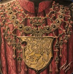 a painting of a coat with an elaborate design on it