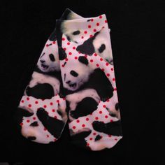 New - Anklet Socks - Pandas - They Measure Approximately 8 Inches From Top To Bottom - They Do Stretch A Little, But Remember That They Are An Anklet Sock - New Without Tags Cute Black Non-slip Socks, Playful Black Non-slip Socks, Top To Bottom, Hosiery, Anklets, Socks, Womens Sizes, Women Accessories, Tags