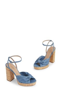 A knotted toe strap adds stylish charm to an espadrille-inspired sandal lifted by a jute-wrapped platform and towering block heel. 4 1/4" heel Textile upper/leather lining/synthetic sole Made in Italy Casual Wrapped Heel Ankle Tie Sandals, Casual Ankle Tie Sandals With Wrapped Heel, Casual Ankle-tie Sandals With Wrapped Heel, Espadrilles Platform, Lk Bennett, Sandal Women, Platform Sandals, Nordstrom Rack, Block Heels